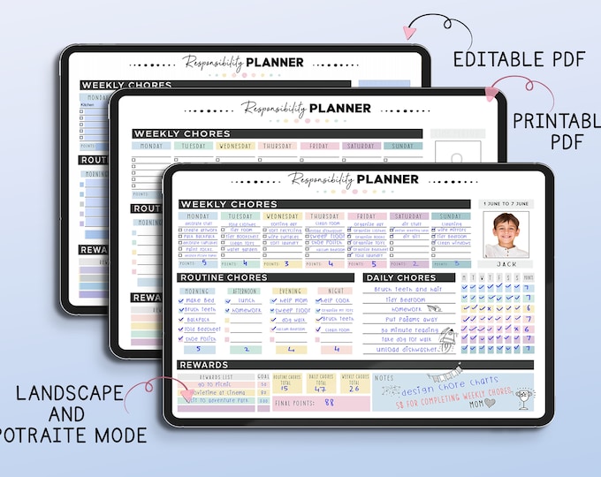 Editable Kids Chore Charts,multiple Kids Daily Checklist Canva,editable ...