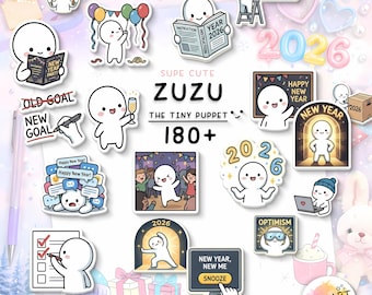 Super Cute Kawaii Puppet Stickers | Winter Planner Stickers | 180+ New Year Stickers 2026 (Digital Download)