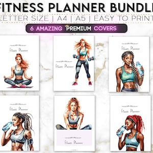 Ultimate Health and Fitness Printable Planner Bundle, Fitness Journal, Diet, Workout Trackers, Meal planner, Fitness Challenge, Analysis