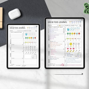 Editable Daily Food Journal | Diet and Calorie Tracker | Workout & Mood Tracker | Daily Meal Planner | GoodNotes PDF | Digital Download