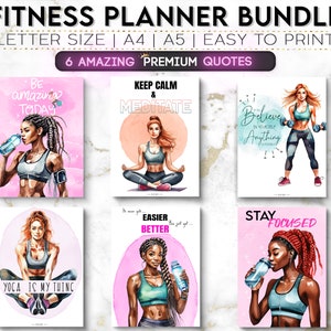 Ultimate Health and Fitness Printable Planner Bundle, Fitness Journal, Diet, Workout Trackers, Meal planner, Fitness Challenge, Analysis