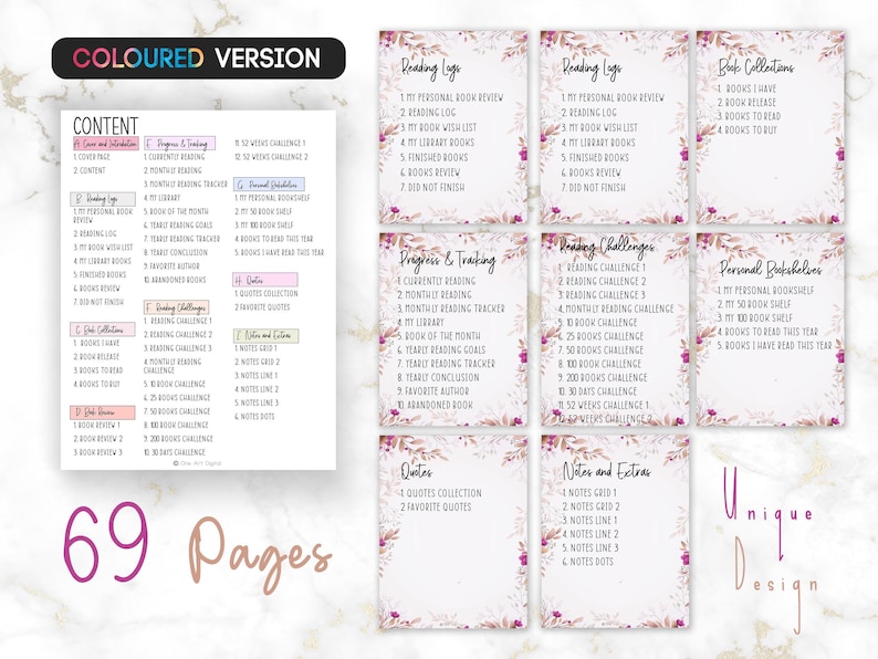 African American Women Reading Journal Printable Bundle , Book Reading Planner, Reading Challenge, Book Review, Bookshelf, Reading Tracker