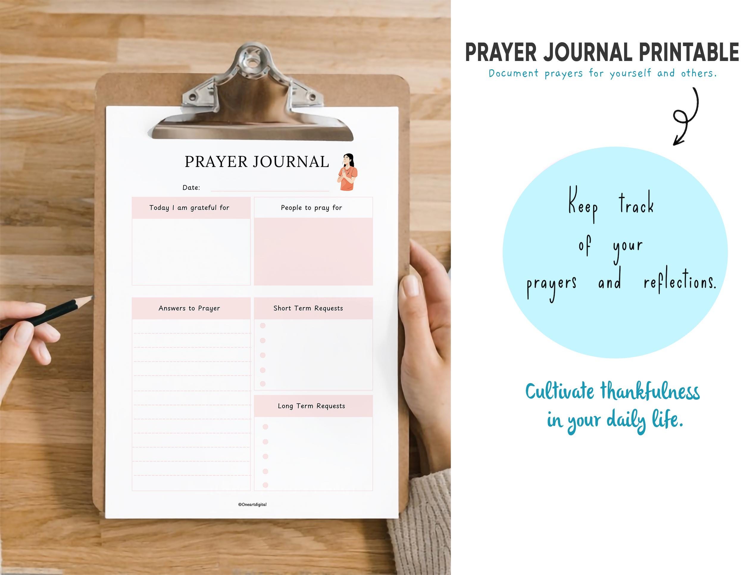 Prayer Journal Printable | Bible Study, Gratitude (160 Pages, PDF) - Etsy