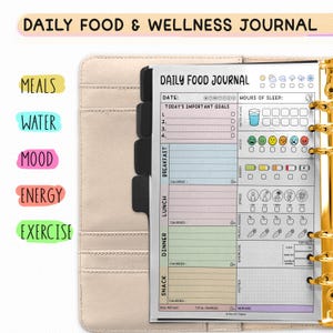 Editable Daily Food Journal | Diet and Calorie Tracker | Workout & Mood Tracker | Daily Meal Planner | GoodNotes PDF | Digital Download
