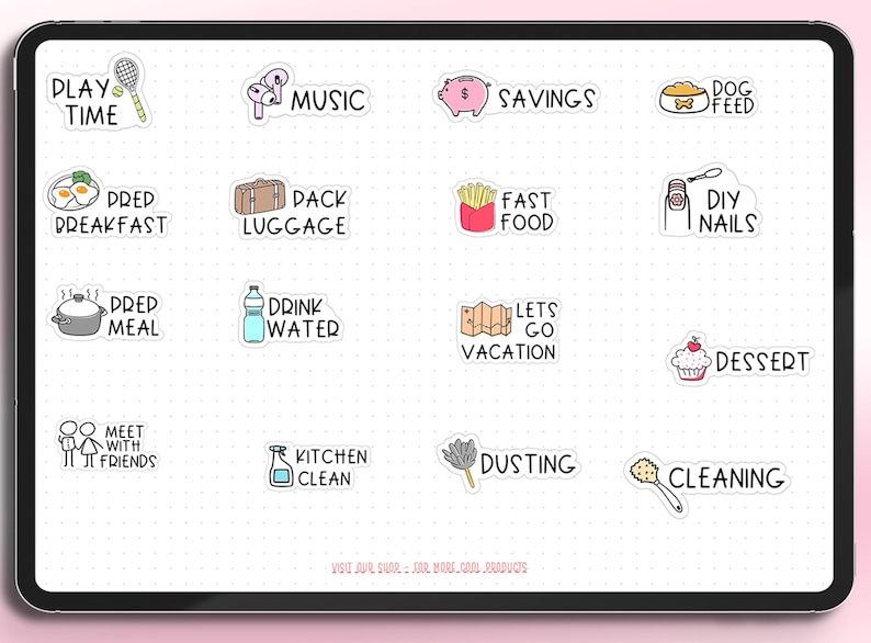 Everyday Cute Life Icon Digital Stickers for Goodnotes & Notability ...
