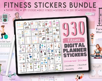 Ultimate Digital Health and Fitness Stickers , Digital Planner Stickers, Exercise and Workout Stickers , GoodNotes Sticker Book PNG Stickers