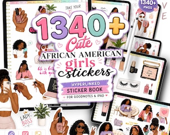 1340 + Super Cute African American Digital Stickers For Planners , GoodNotes Stickers, Black Girl Digital Planner Stickers