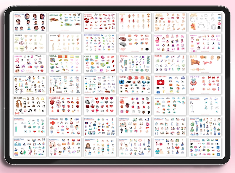 3100 + Biology Digital Stickers, Biology & Anatomy Digital Stickers, Goodnotes Stickers, Medical Stickers , Pre-cropped Human Body Stickers