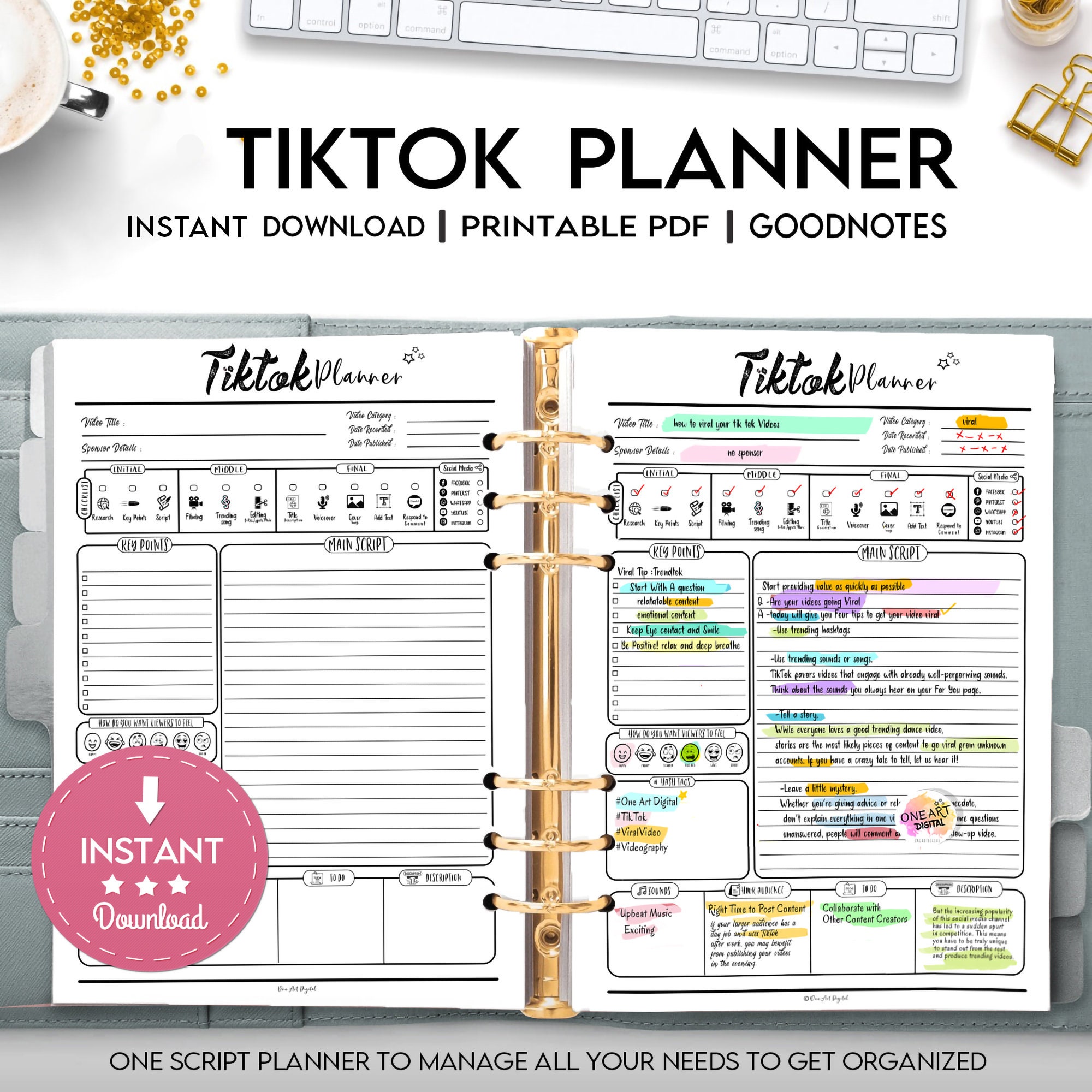 Best Tiktok Digital Planner Template 2026 | Video , Youtube Planner ...