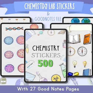 500+ Chemistry Stickers Bundle, Lab, Anatomy Organ, Digital Stickers, GoodNotes Stickers, PNG Pre-Crop , Study, Planning & Note-taking