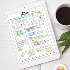 Puede incluir: Un planificador digital para TikTok con secciones para planificar, escribir guiones y programar contenido. El planificador incluye consejos para volverse viral, usar sonidos de tendencia y colaborar con otros creadores.