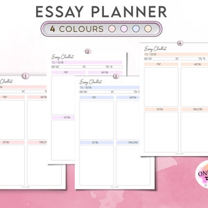 Simple Essay Planner Printable 8pg BUNDLE | 160 Free PNG Sticky Notes ...