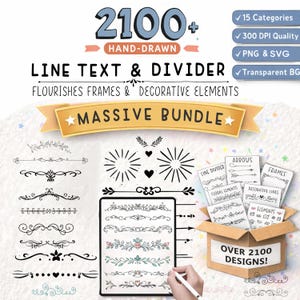 Mega 2100+ Text Dividers PNG SVG, Text Dividers Cricut, Text Divider Clipart, Flourishes SVG, Wedding Text Dividers Svg,Border Text Dividers