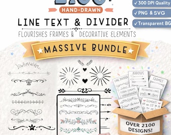 Mega 2100+ Text Dividers PNG SVG, Text Dividers Cricut, Text Divider Clipart, Flourishes SVG, Wedding Text Dividers Svg,Border Text Dividers