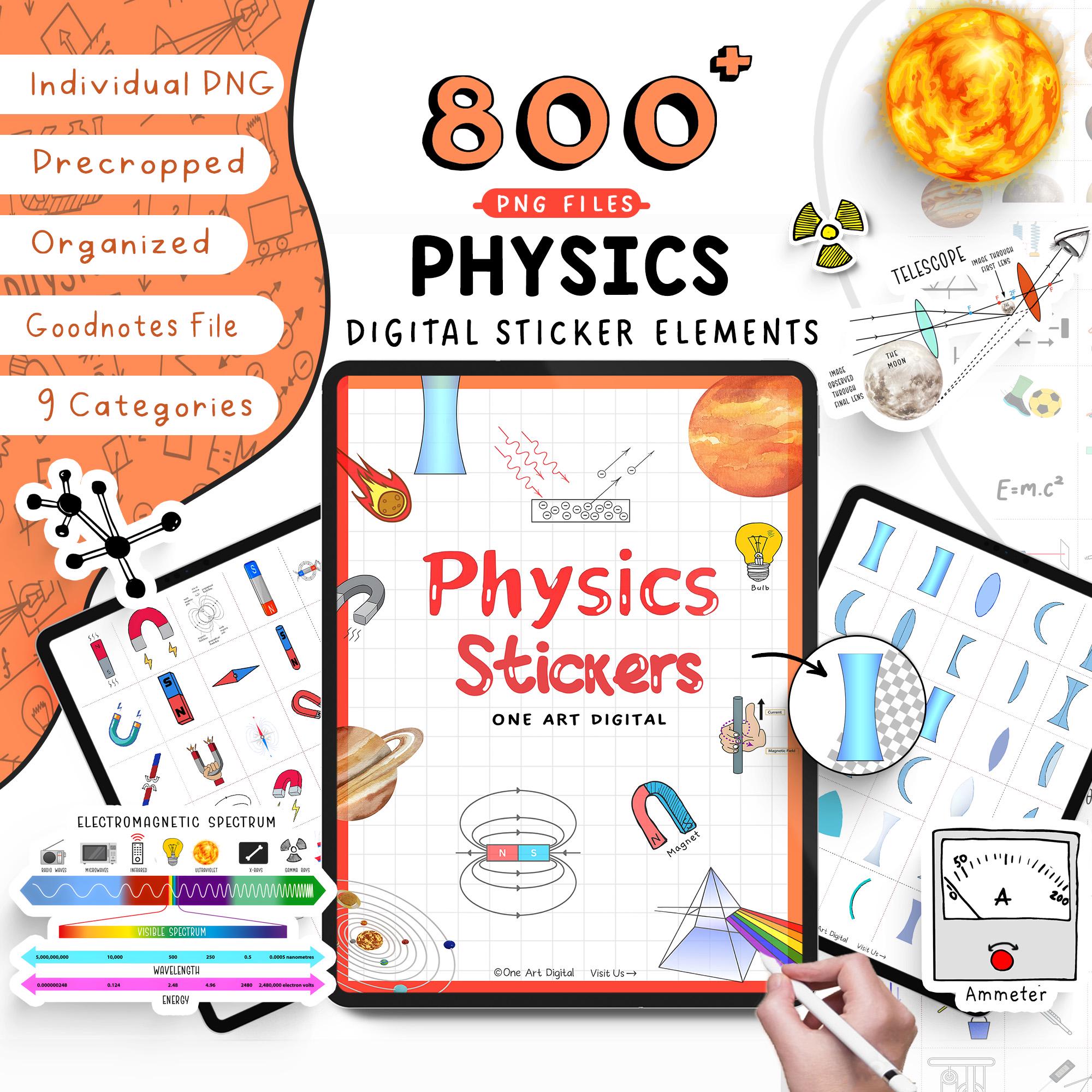 800 Physics Stickers for Notes | Hand-drawn Pngs for iPad | Goodnotes | Study Aesthetic ...