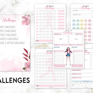 Ultimate Health and Fitness Printable Planner Bundle, Fitness Journal, Diet, Workout Trackers, Meal planner, Fitness Challenge, Analysis