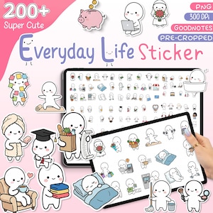 200+ Everyday Life Daily Routine Stickers HD | Cute Kawaii Planner Stickers | Daily Life Stickers | Minimal Aesthetic | GoodNotes & PNG