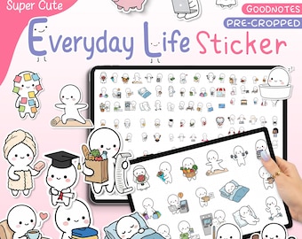 200+ Everyday Life Daily Routine Stickers HD | Cute Kawaii Planner Stickers | Daily Life Stickers | Minimal Aesthetic | GoodNotes & PNG