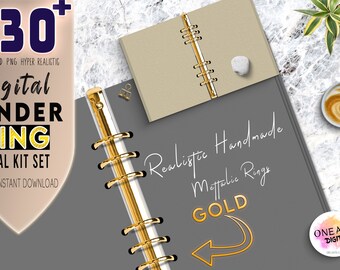 Realistic Digital Planner Rings , Digital Planner Toolkit Goodnotes , Metallic Rose Gold Effect, Best Seller , Personal and  Commercial Use