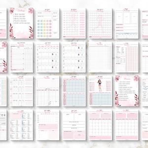 Ultimate Health and Fitness Printable Planner Bundle, Fitness Journal, Diet, Workout Trackers, Meal planner, Fitness Challenge, Analysis