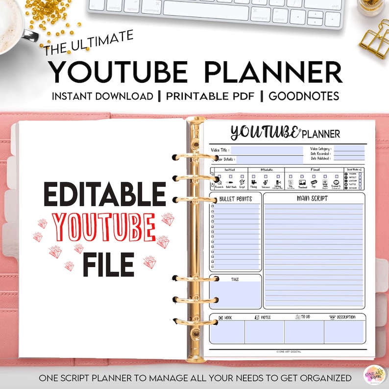 Editable Ultimate Digital Youtube Planner 2026 | iPad Planner, Goodnotes, Video Planner , Social Media Planner , Printable Vlog Checklist image 2