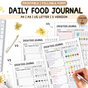 Editable Daily Food Journal | Diet and Calorie Tracker | Workout & Mood Tracker | Daily Meal Planner | GoodNotes PDF | Digital Download