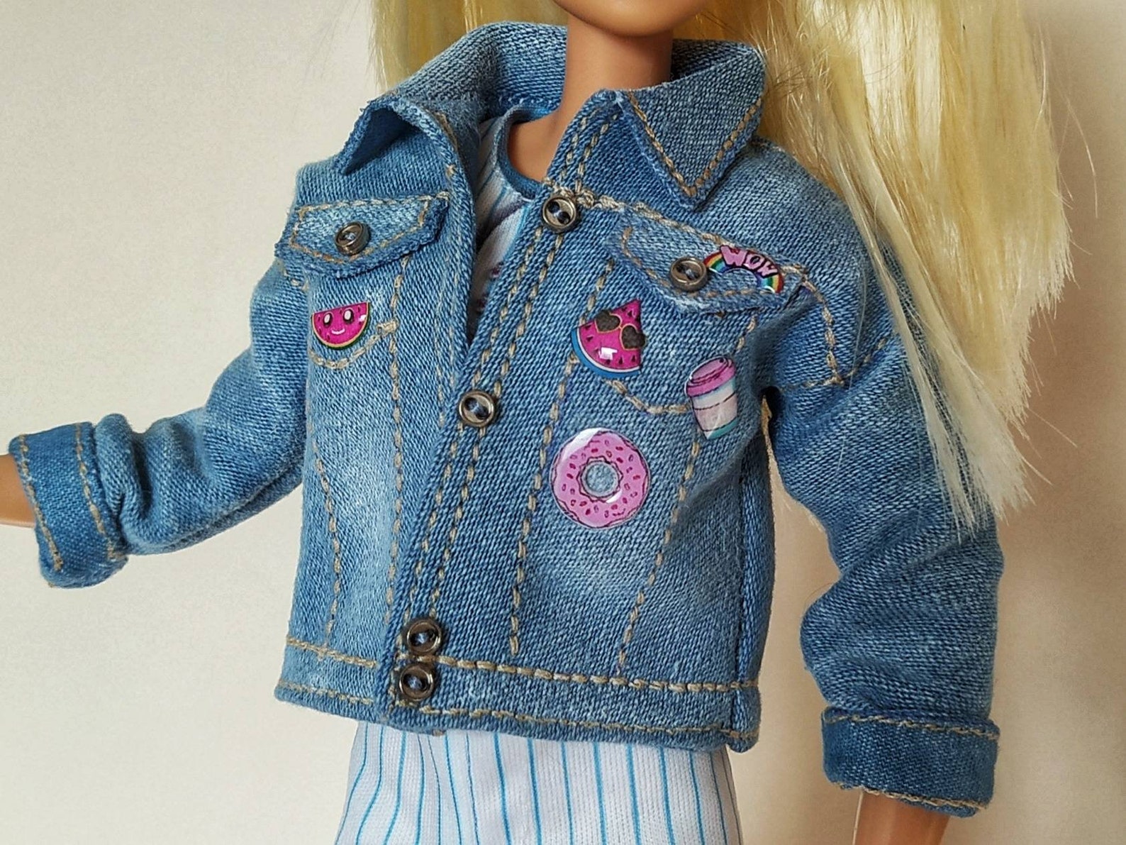 Clothes for doll barbie jean jacket doll denim fasion doll | Etsy