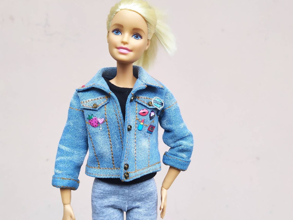 Clothes for doll barbie jean jacket doll denim fasion doll | Etsy