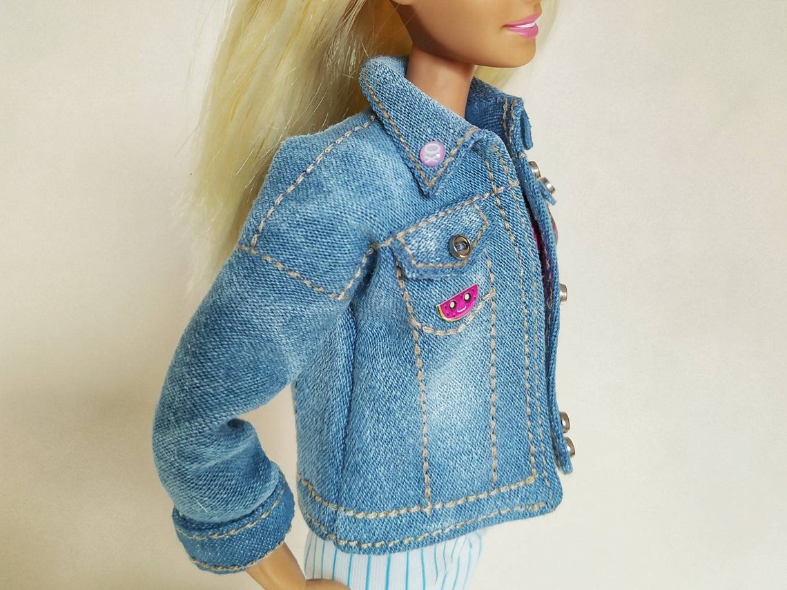 Clothes for doll barbie jean jacket doll denim fasion doll | Etsy