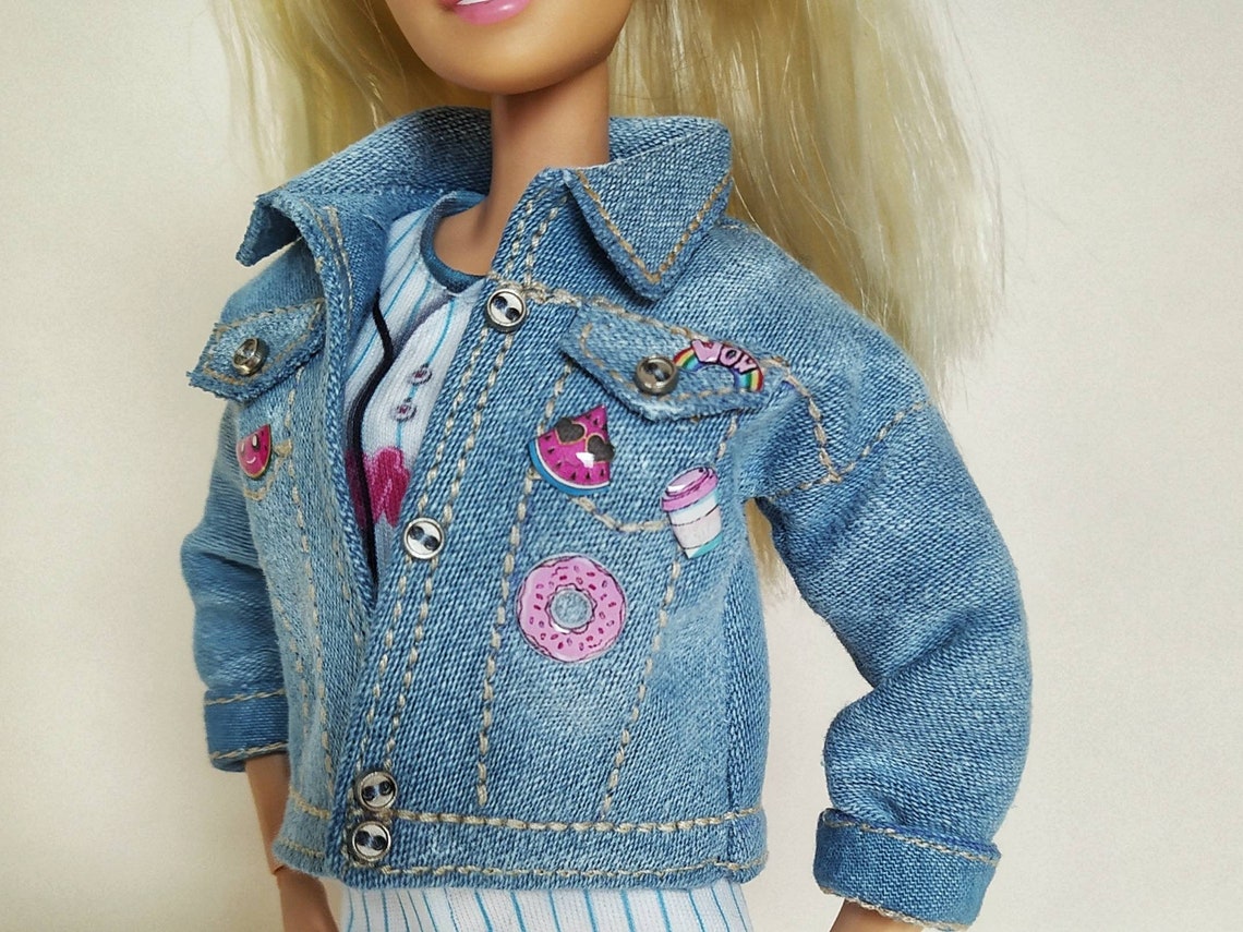 Clothes for doll barbie jean jacket doll denim fasion doll | Etsy