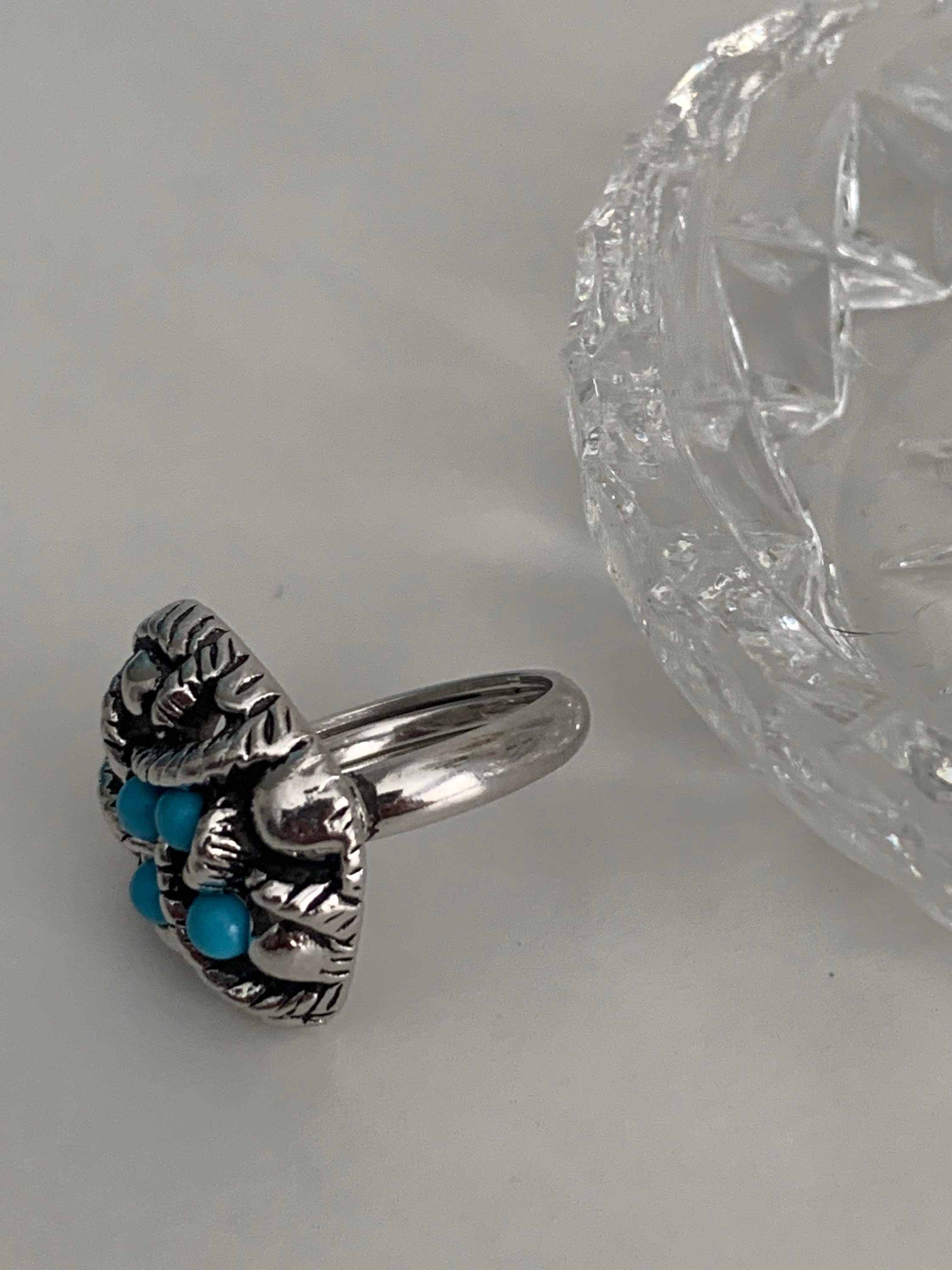 Vintage Avon Ring, Turquoise Silver Ring, Designer Adjustable Silver ...