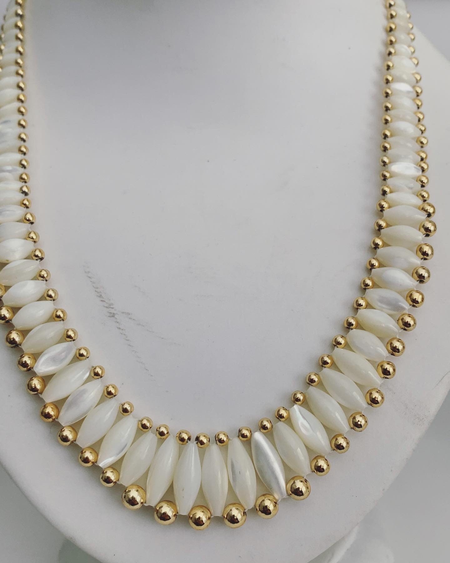 Hand Made Jewelry Set, Vintage Bead Jewelry Set, White Bead Jewelry