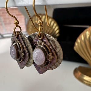 Vintage boho earrings, vintage amethyst style earrings, boho chic statement earrings