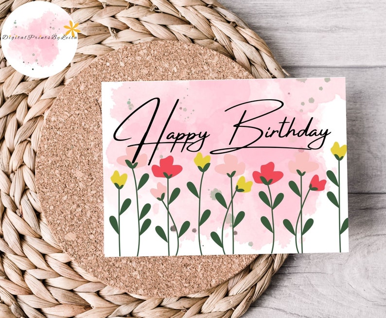 Printable Happy Birthday Card for Her Instant Download 7x5 - Etsy
