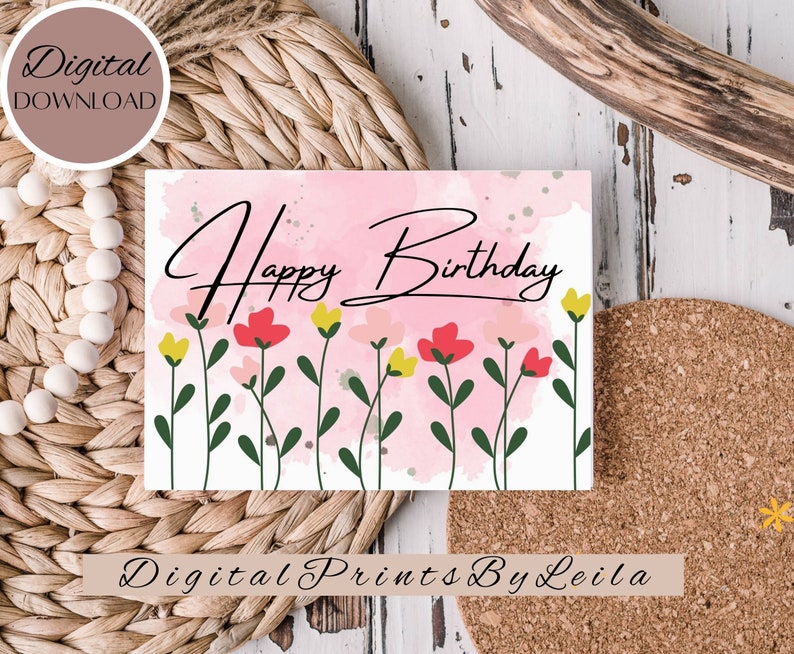 Printable Happy Birthday Card for Her Instant Download 7x5 - Etsy