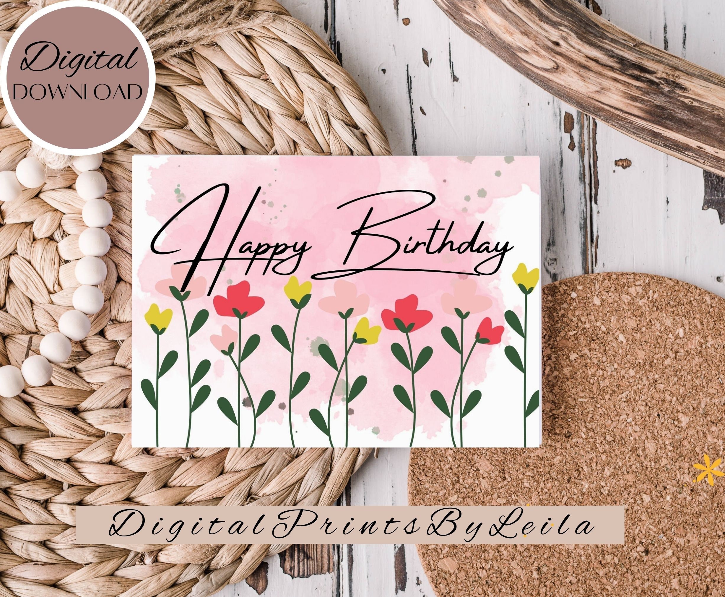 Printable Happy Birthday Card for Her Instant Download 7x5 - Etsy