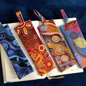 Australian Aboriginal Dot Art Fabric bookmarks | Gifts for book lovers | Australian Indigenous art bookmarks | Gifts from Australia