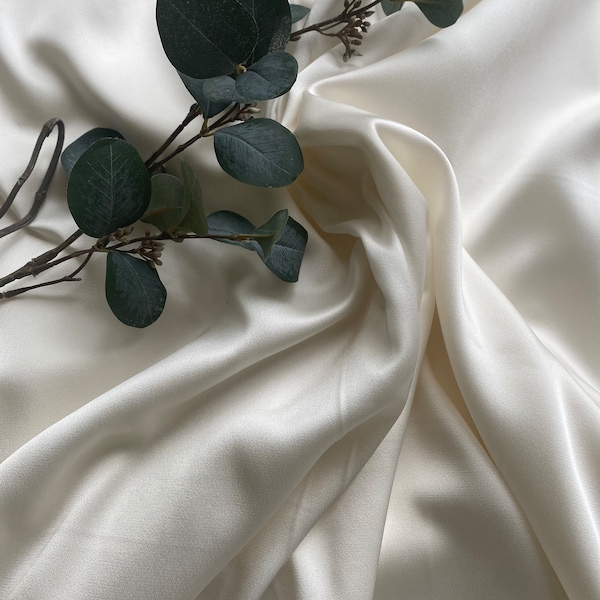 J. Sander Satin Crepe (Deadstock) Designer Fabric - Ivoire