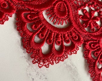 90mm Vintage Black, Red, Ivory, Poly/Cotton Lace