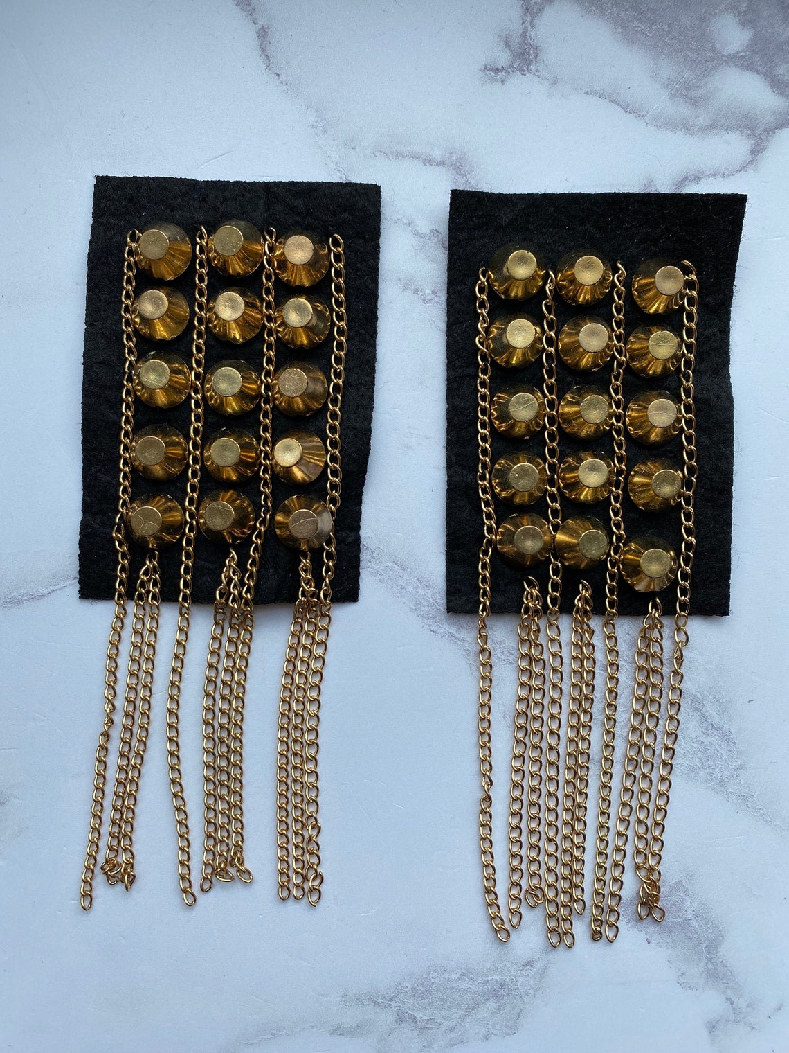 Gold Studded Chain Tassel Shoulder Pads Etsy UK