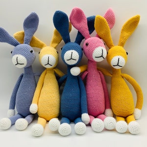 Beautiful little bunnies, different colors, crochet, baby present, toddler gift, baby shower, my first Christmas gift