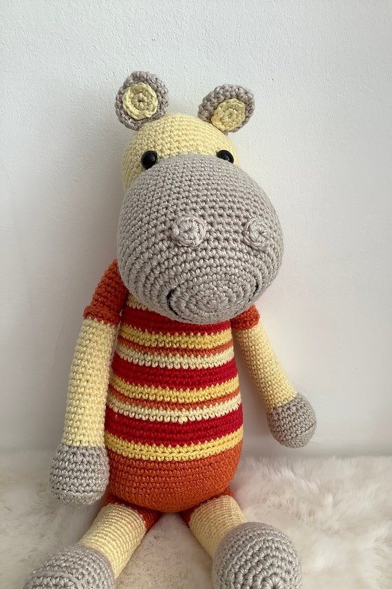 Stuffed Animals & Plushies Toys Crochet Hippo girl Baby girl hippo gift