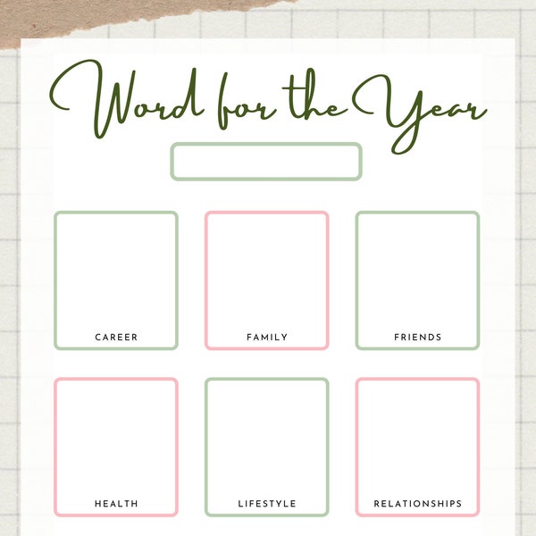 Printable Word for the Year Special Notes | Personalized Inspirational Planner | Digital Download PDF