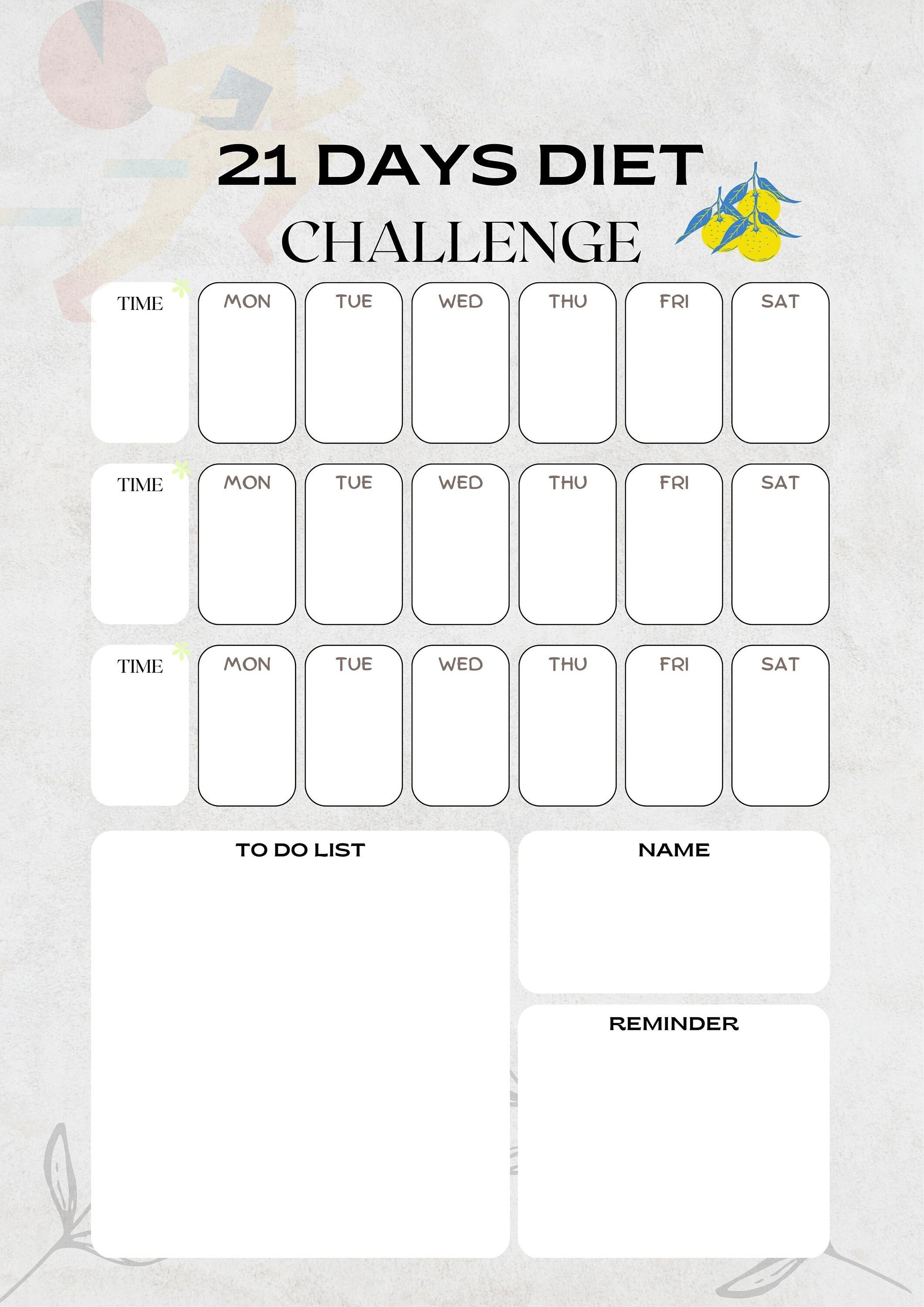 21-day Diet Challenge Planner Printable Meal & Fitness Tracker Health and  Wellness Journey Digital Download PDF - Etsy