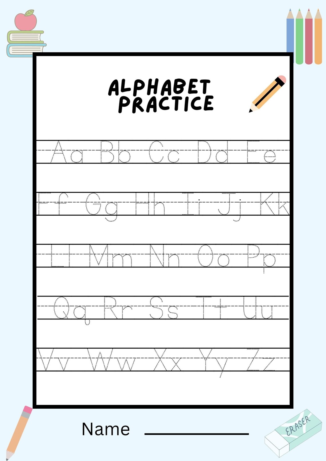 Printable Children Alphabet Practice Sheet - Etsy