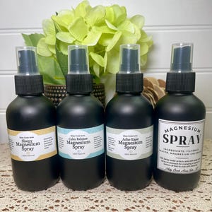 All Natural Magnesium Oil Spray; Fragrance Free Herbal Dead Sea Magnesium Flakes; Spray - 4oz | Options Calm Aches Sleep Unscented