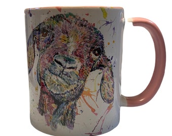 Beautiful coloured goat mug, great Christmas gift or Secret Santa