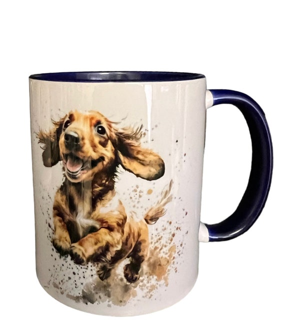 Jumping Dachshund mug, secret Santa, birthday present, Christmas gift, dog lover, can be personalised