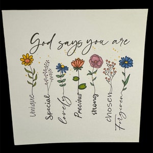 Gott sagt, du bist... Blumenkarte