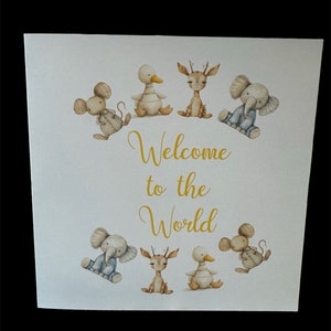 Carte Bienvenue dans le monde, naissance d'un bébé, félicitations pour la naissance de votre bébé. Garçon, fille